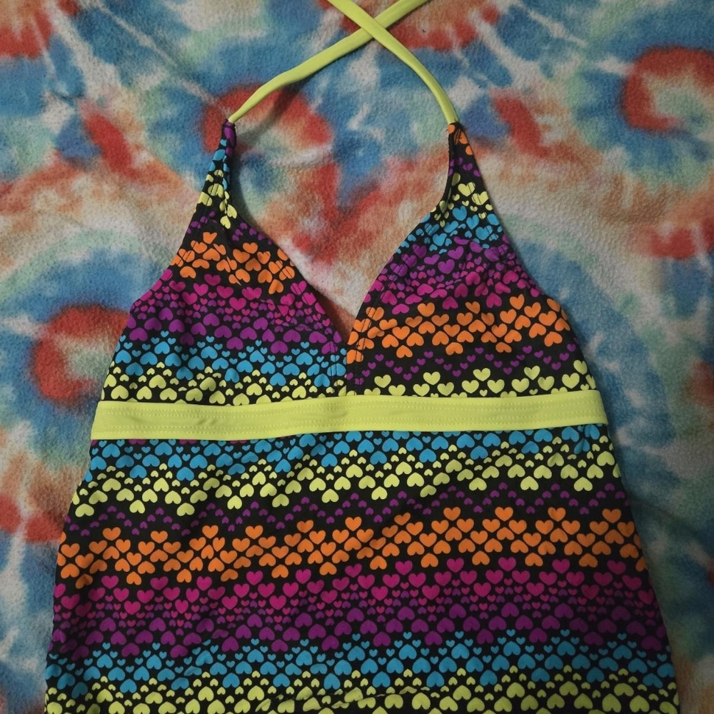 Multicolor heart swimsuit top
